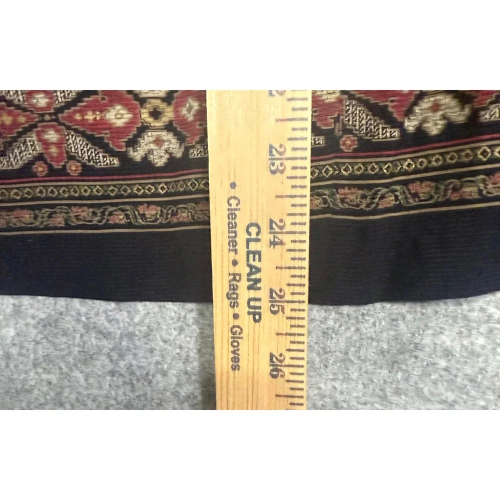 More En Focus Studio Blouse Women 16 Black Tan Vintage 90s Border Print 95277-T - Picture 5 of 7